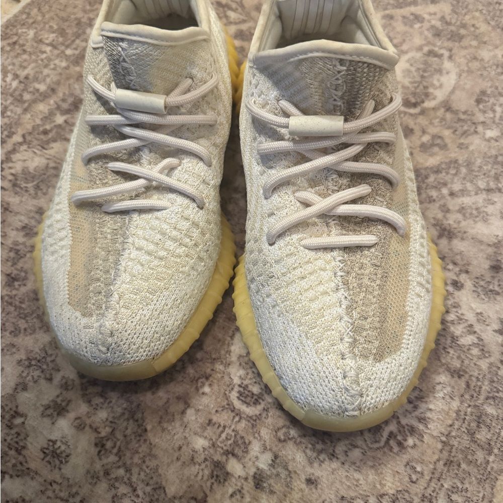 Cream and Tan Knit Sneakers
